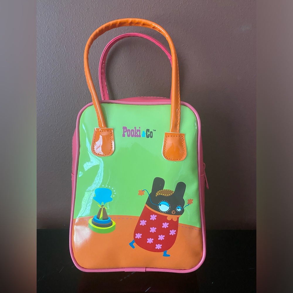Pooki & Co. Pookiland orange, green with pink sides mini hand bag New